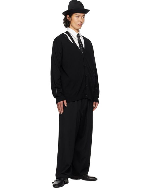 Yohji Yamamoto Black V-Neck Cardigan for men