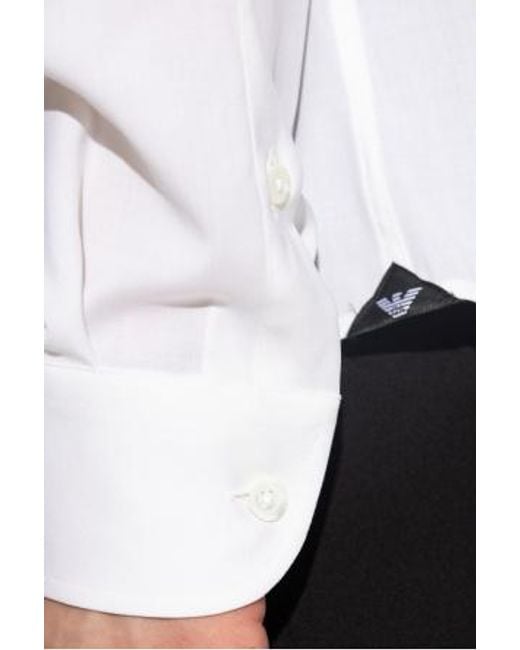 Emporio Armani White Long-Sleeved Button-Up Shirt for men