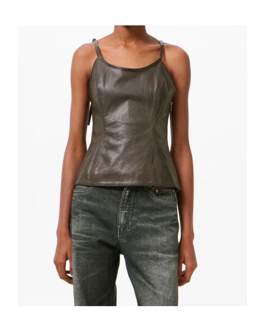 Our Legacy Brown Tie-Straps Leather Corset Top