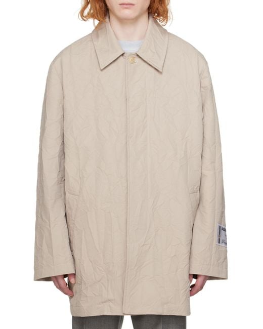 Acne Natural Crinkled Buttoned Trench Coat for men