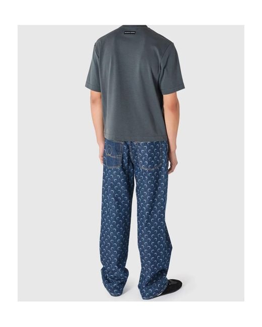 MARINE SERRE Blue Denim Straight Jeans for men
