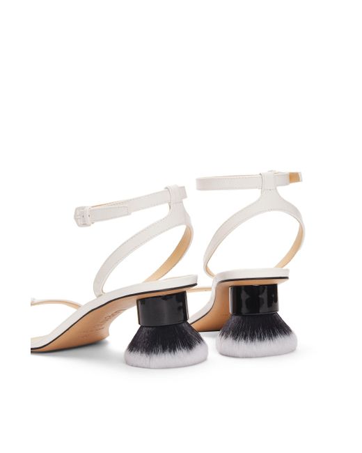 Loewe White Petal Brush Ankle Strap Sandals