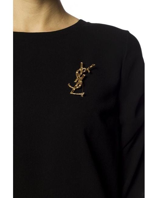 Saint Laurent White Opyum Monogram Brooch