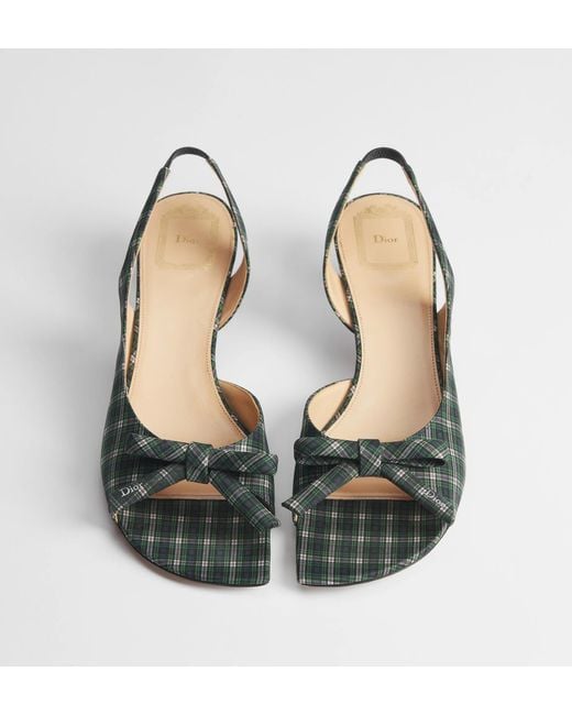 Dior Green Bow Heeled Slingback Sandal