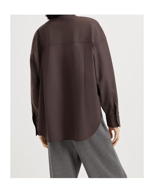 Brunello Cucinelli Brown Embellished Button-Up Shirt