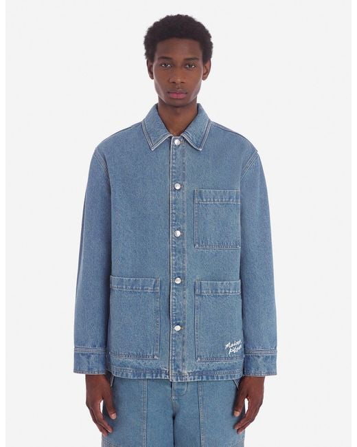 Maison Kitsuné Blue Maison Kitsuné Denim Workwear Jacket for men
