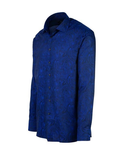 Etro Blue Cotton Jacquard Shirt for men