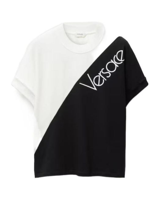 Versace Black Diagonal Logo T-Shirt for men