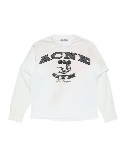 Acne Studios Layered Long-Sleeve T-Shirt in White for Men | Lyst