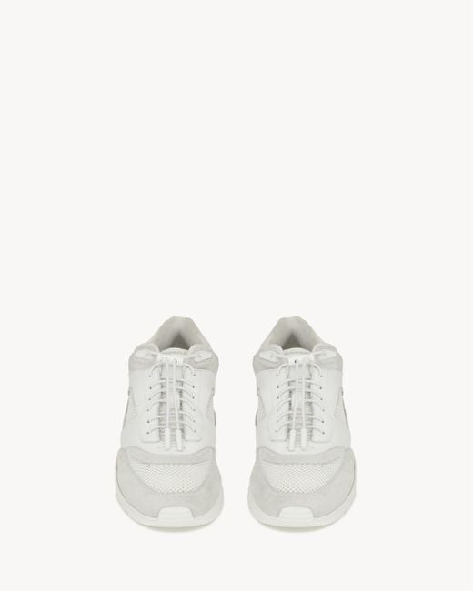Saint Laurent White Bump Lace-Up Sneakers for men