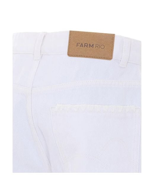 Farm Rio White Crochet Trim Wide-Leg Jeans