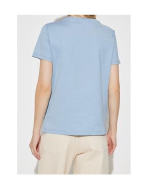 Max Mara Blue Papaia Logo Embroidered Crewneck T-Shirt