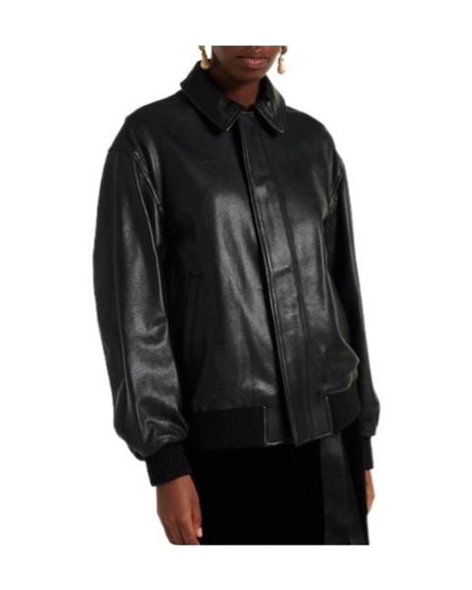 Nour Hammour Black Toyen Leather Blouson Jacket