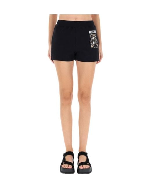 Moschino Black Teddy Bear Logo Printed Shorts