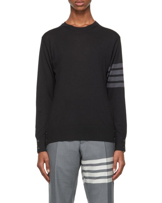 Thom Browne Black Bar Crewneck Jumper for men