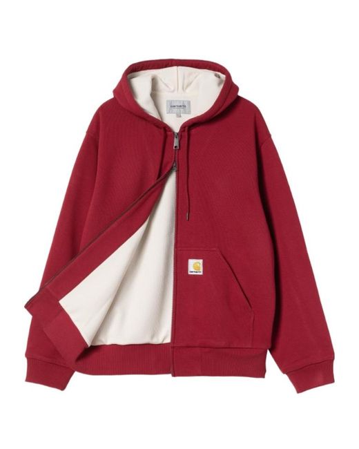 Carhartt Red Logo Patch Zipped Hoodie for men