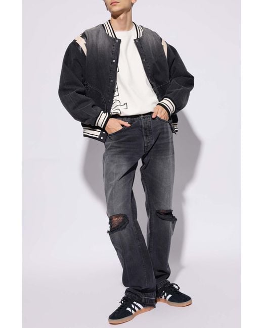 Rhude Blue Distressed Relaxed Fit Jeans for men