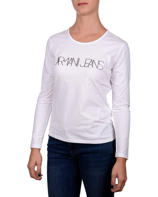 Armani Jeans White Long-Sleeved T-Shirt