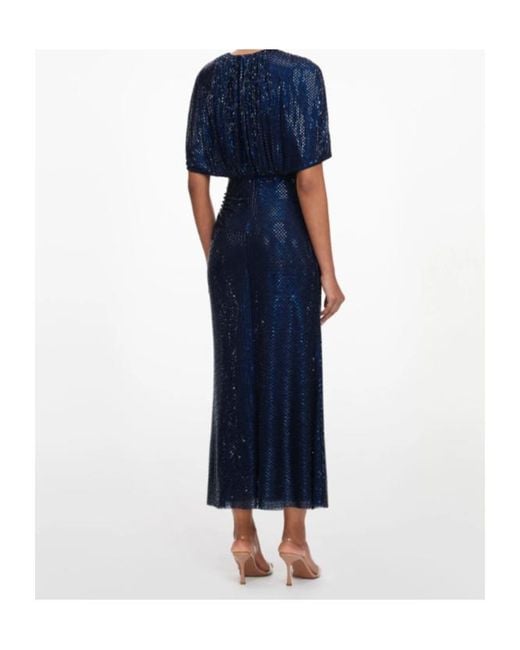 Self-Portrait Blue Cape-Sleeve Midi Dress
