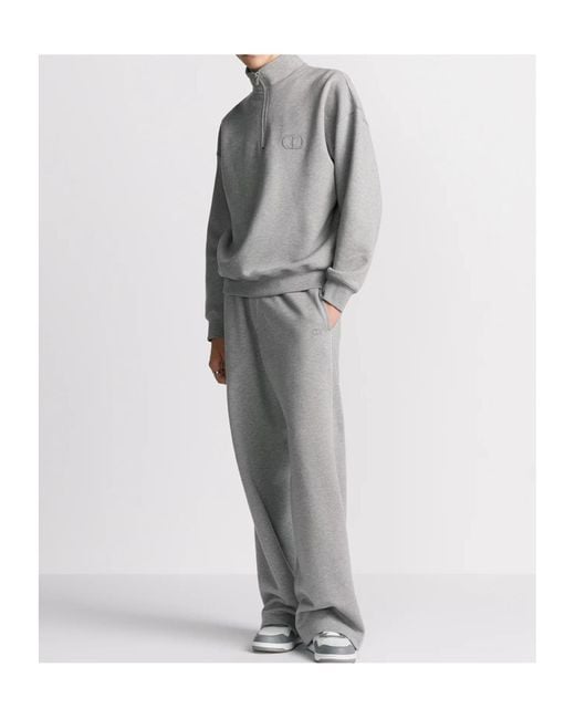 Dior Gray Homme High Neck Zip Detailed Sweatshirt for men