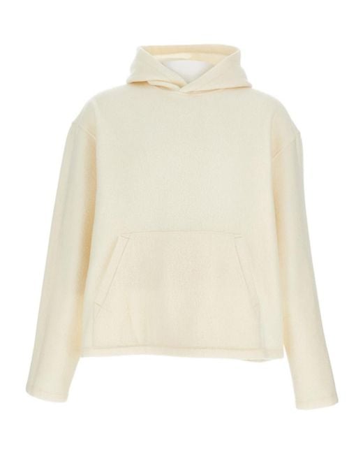 Rier White Straight Hem Long-Sleeved Hoodie for men