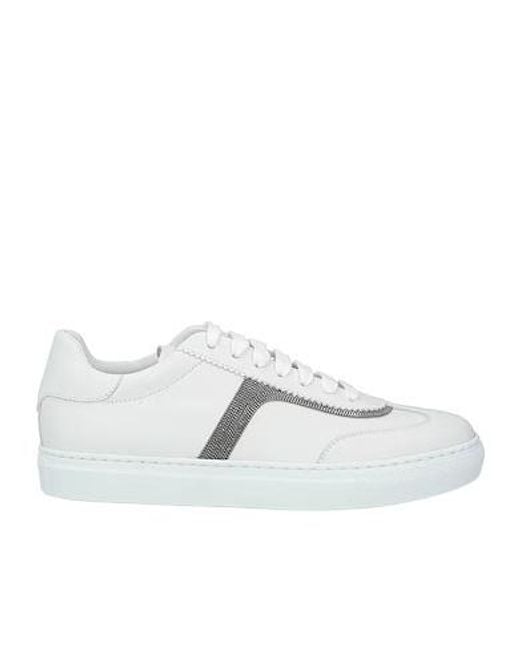 Brunello Cucinelli White Plain Colour Trainers