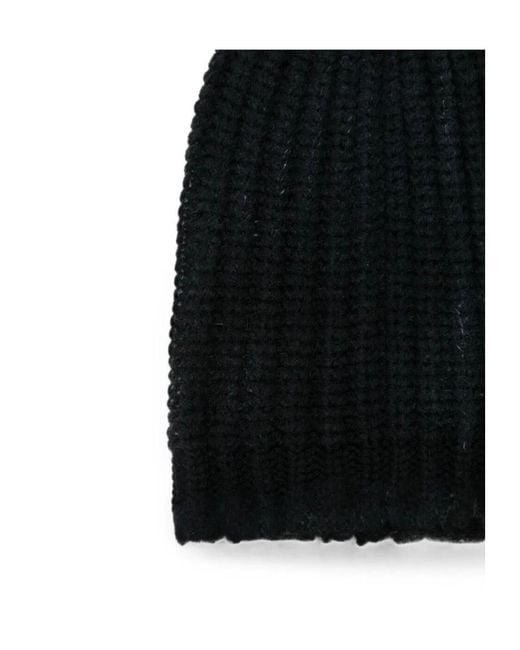Avant Toi Black Ribbed-Knit Beanie Hat for men