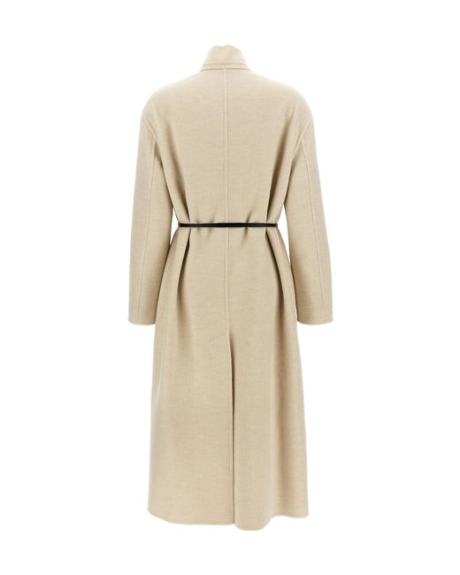 Fabiana Filippi Natural Single-Breasted Belted Coat