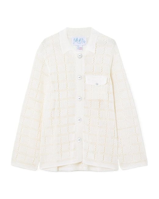 Calle Del Mar White Perforated Knitted Shirt