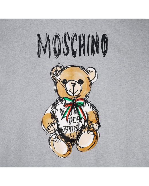 Moschino Gray Teddy Bear-Print Cotton T-Shirt