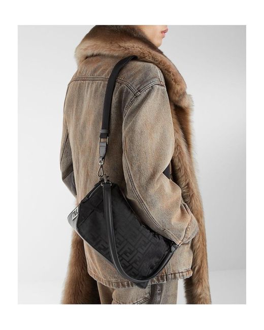 Fendi Black Squared Ff Lui Medium Shoulder Bag for men