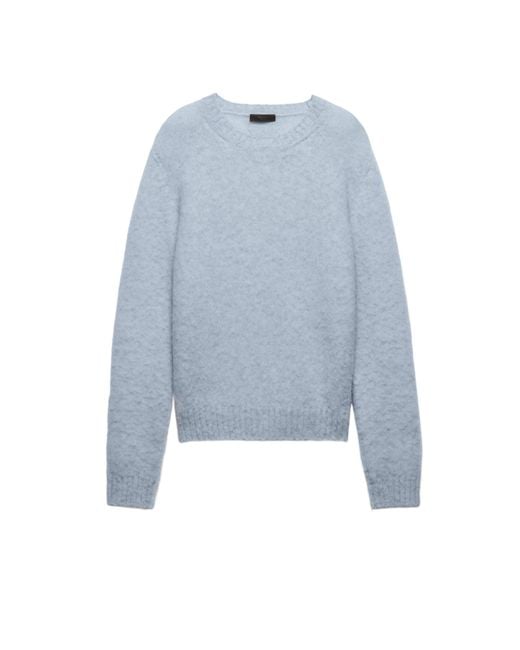 Prada Blue Long Sleeved Crewneck Jumper for men