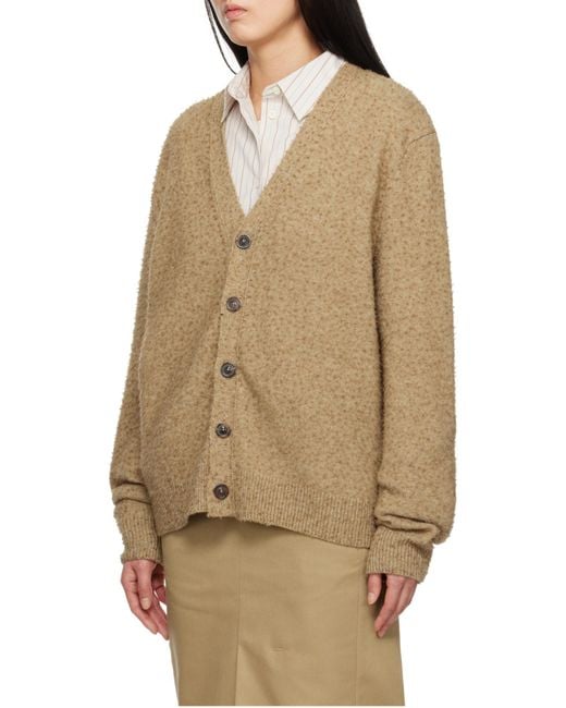 Maison Margiela Natural Long-Sleeved V-Neck Cardigan for men