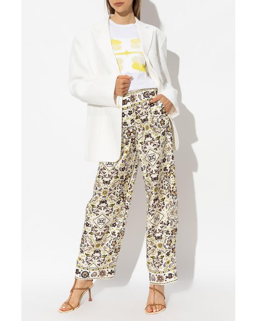 Tory Burch White Logo-Patch Cotton T-Shirt
