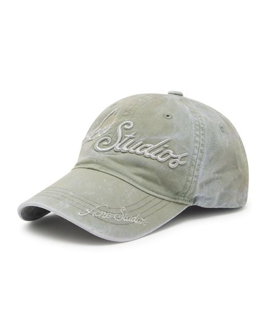 Acne Gray Logo-Embroidered Cotton Cap