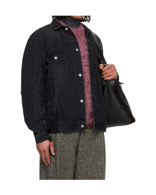 Sacai Gray Collared Denim Jacket for men