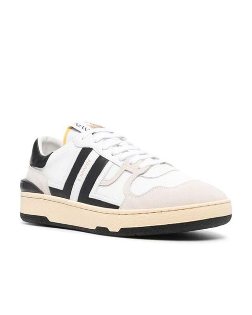 Lanvin White Panelled Lace-Up Sneakers for men