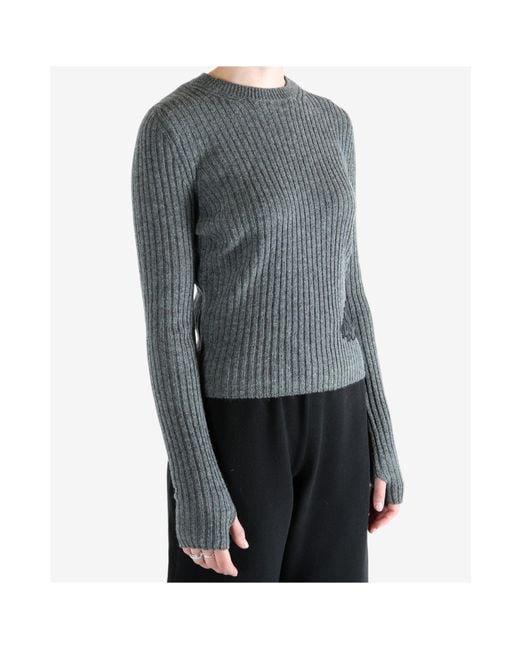 CECILIE BAHNSEN Gray Ribbed Appliqué Sweater