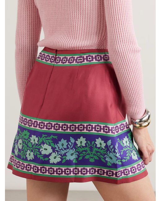 LaDoubleJ Red Foulard Floral Mini Skirt