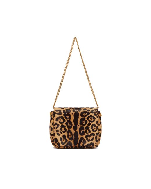Saint Laurent White Leopard Patterned Logo Plaque Shoulder Bag