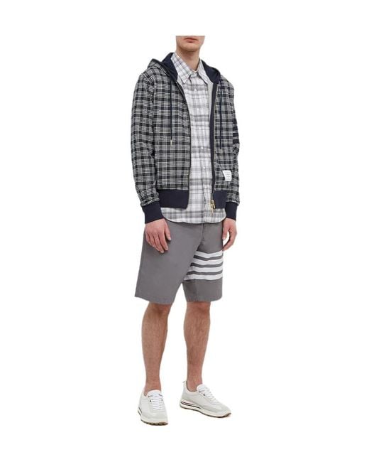 Thom Browne Gray Bar Drawstring Shorts for men