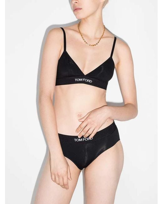Tom Ford Black Logo-Strap Bra