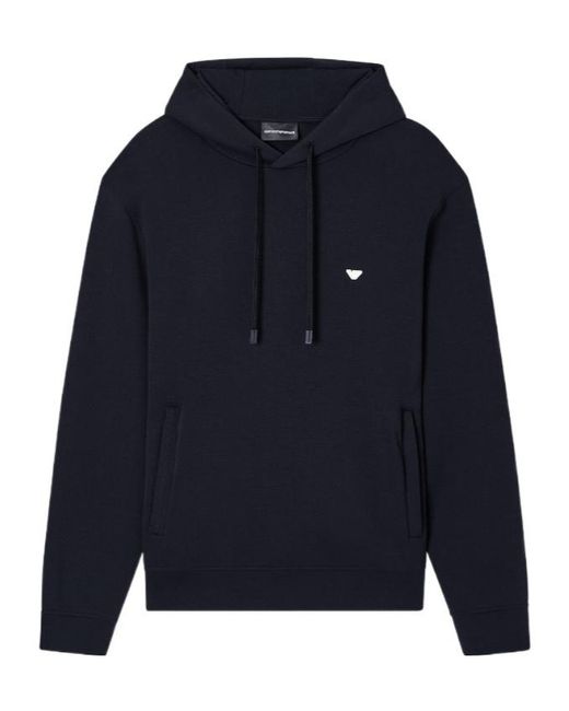 Emporio Armani Blue Micro Eagle Jersey Hoodie for men