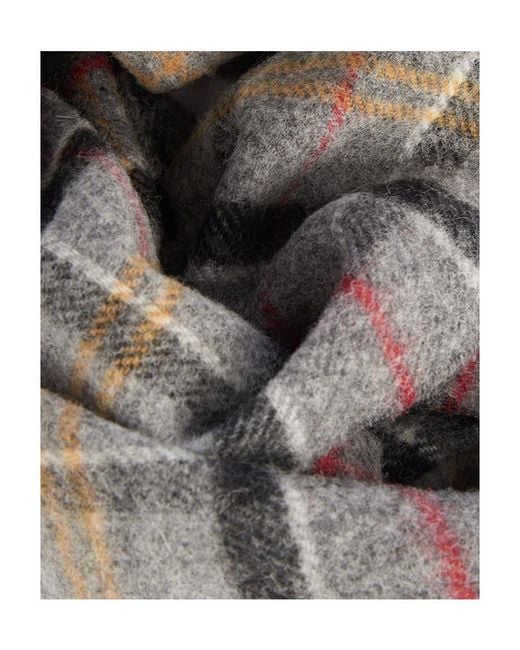 Barbour White Tartan Fringed Scarf for men