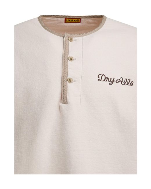 Human Made White Henley Neck Sweatshirt for men