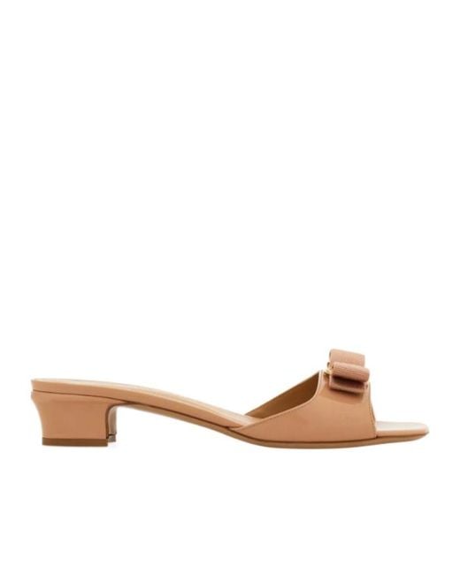 Ferragamo Natural Ferragamo Vara Bow Slides