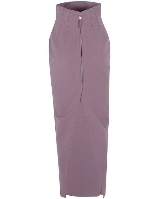 Rick Owens Purple Zipped Raw-Hem Maxi Skirt