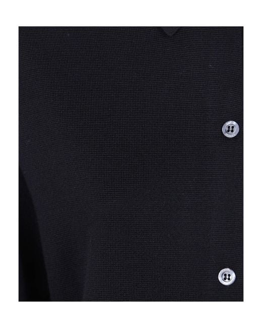 Aspesi Blue Button-Front Long-Sleeve Knit Top