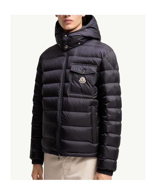 Moncler Black Verith Hooded Zip-Up Short Puffer Jacket for men