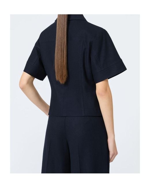Max Mara Blue Cotton Slim-Fit Jacket